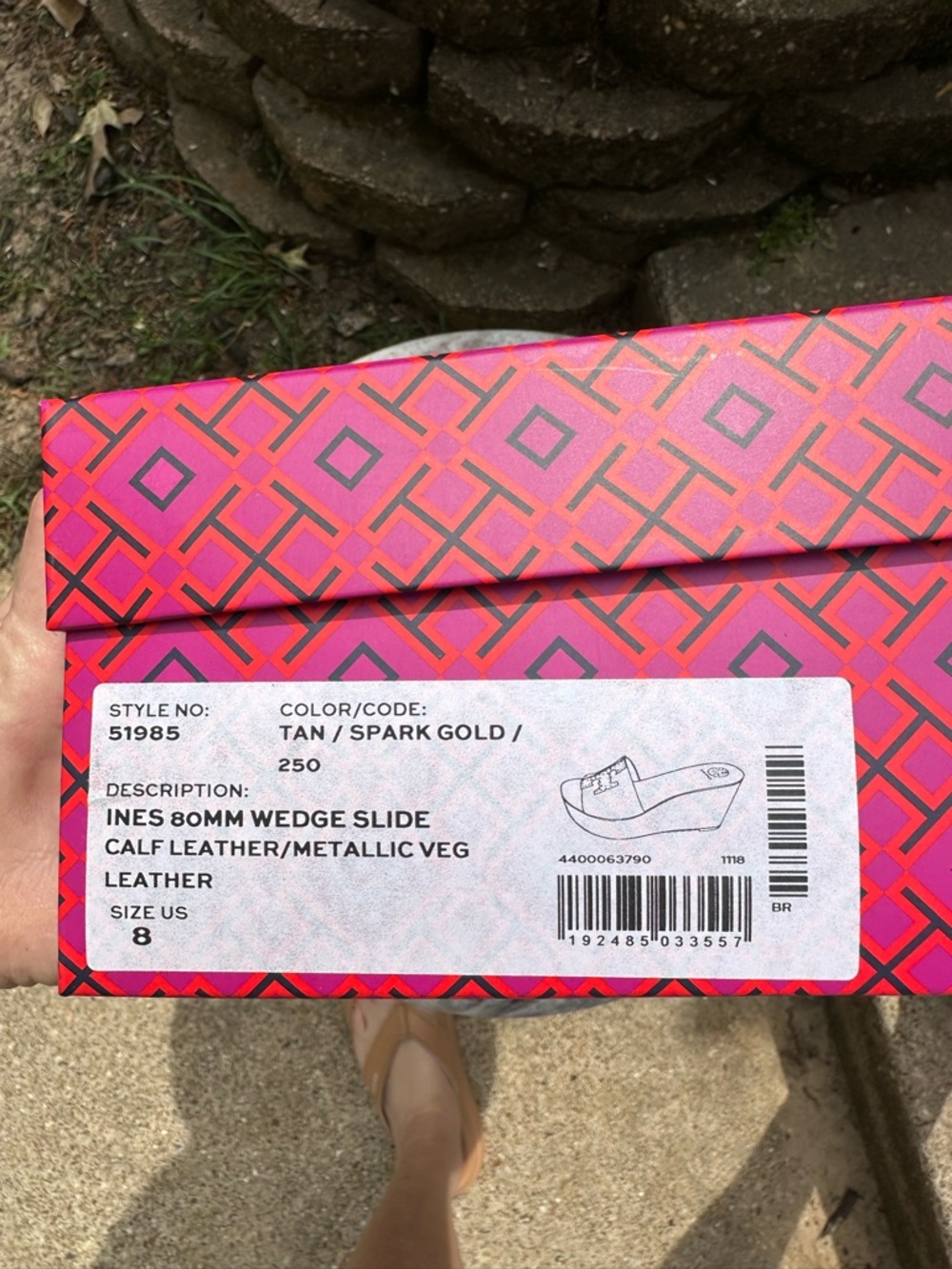 Tory Burch Tan Leather Logo Wedge Slide - Picture 5 of 8